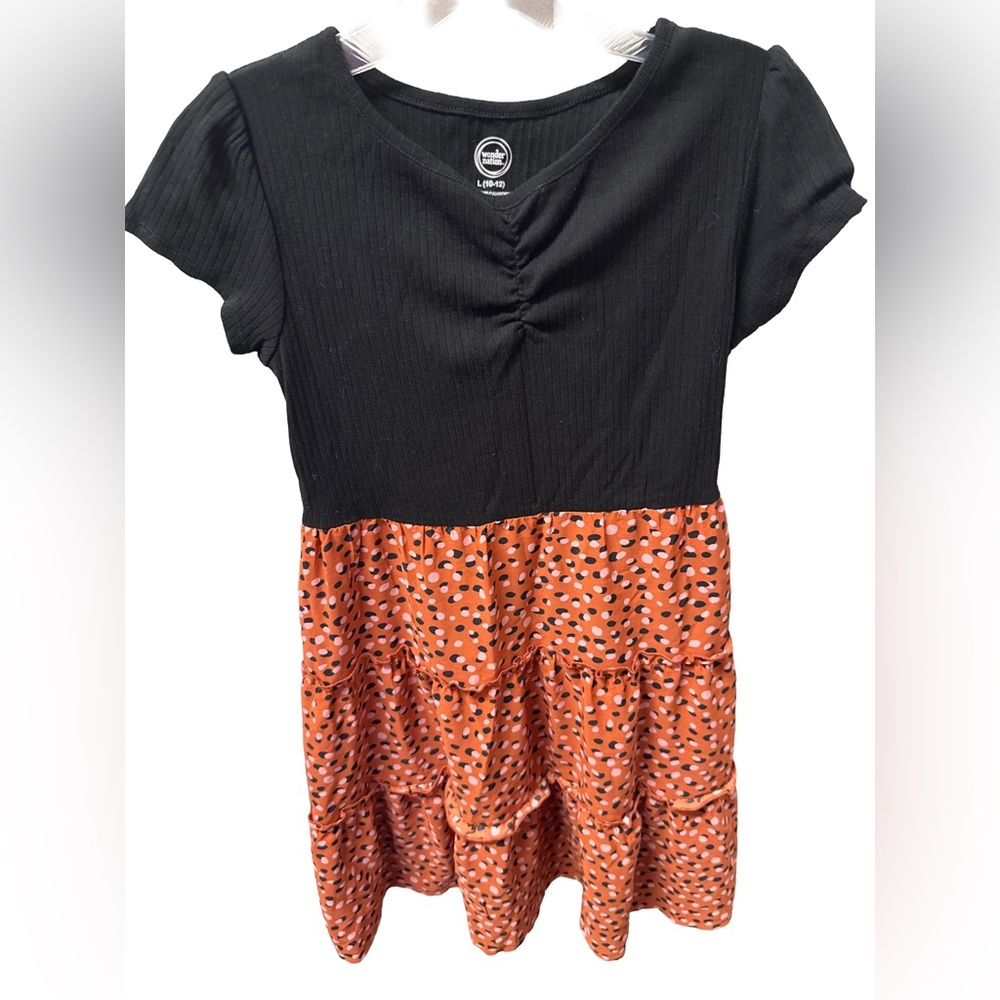 Wonder Nation Girl’s 10/12 Two Toned Tired Mini Dress with Polka Dots